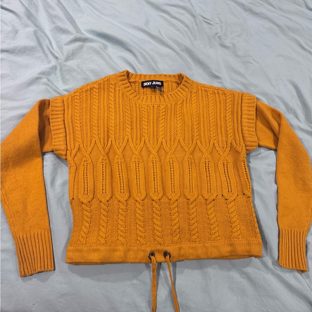 DKNY Mustard Cable Knit Sweater